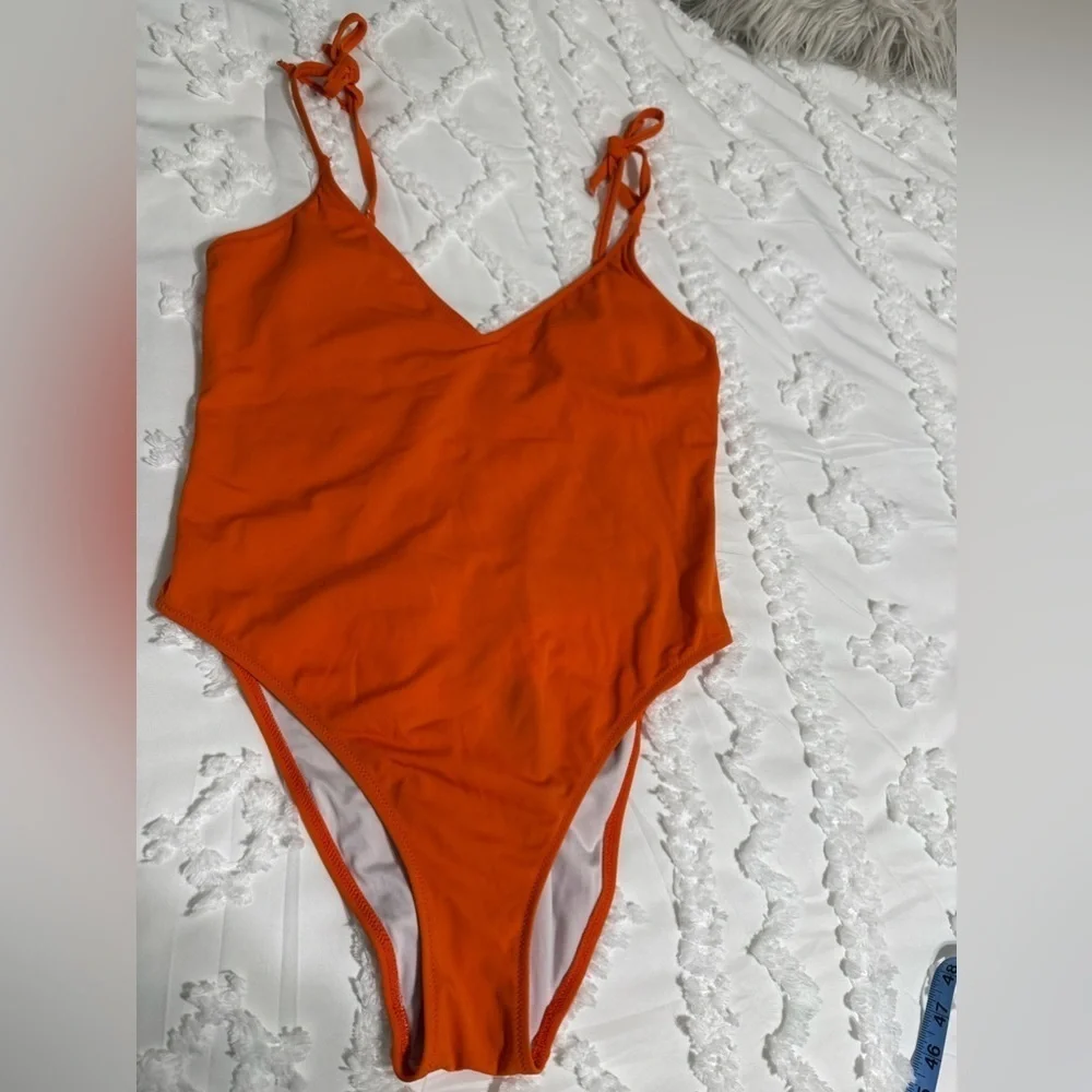 Pink by VS Orange One-Piece Swimsuit Size Large